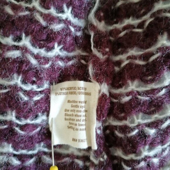 Decree Womens Maroon Red Long Sleeve Fringe Hem Striped Cardigan Sweater Size L - Picture 6 of 6